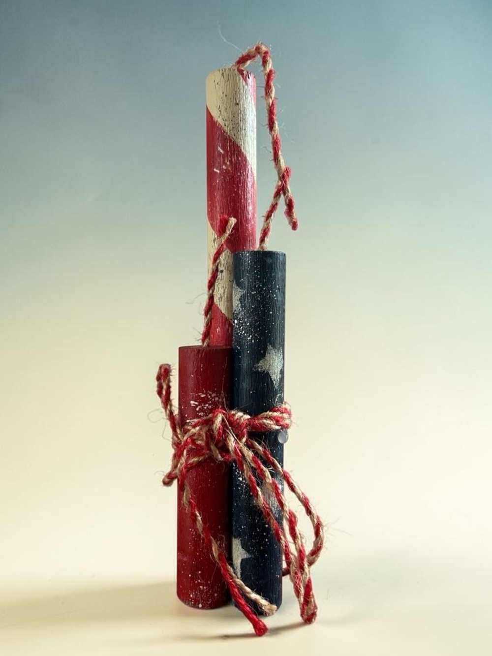 Americana Handmade Primitive Folk Art July 4th Wood Firecrackers Patriotic